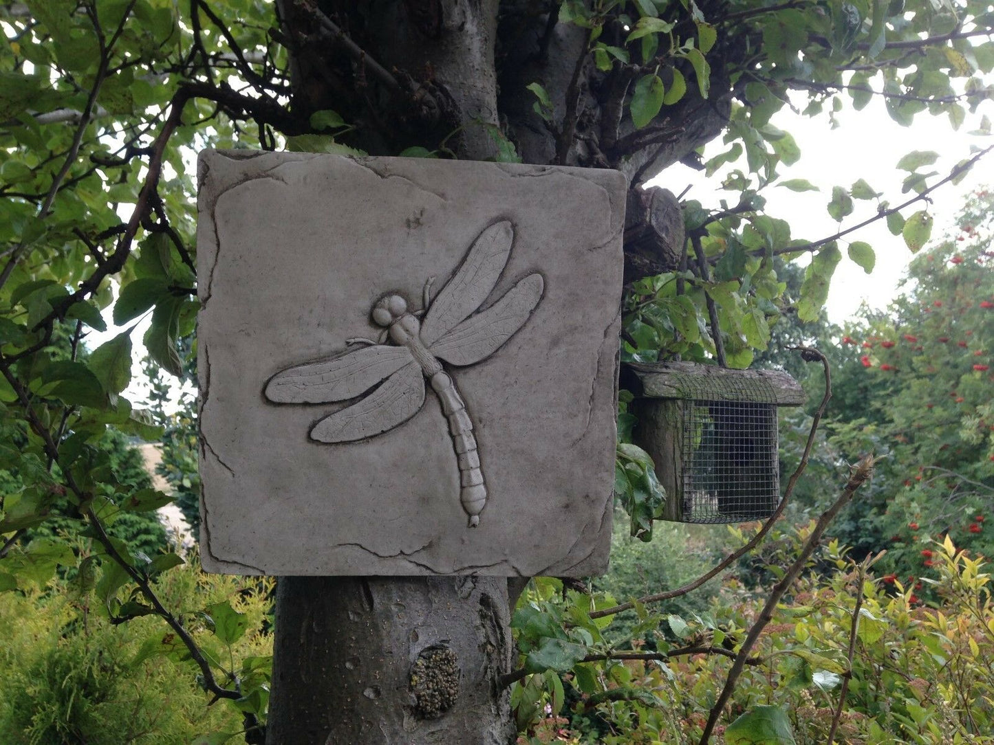 Square Stone Dragonfly Wall Plaque