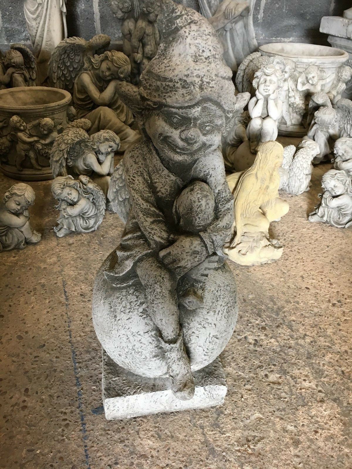 Stone Pixie on Ball Garden Ornament