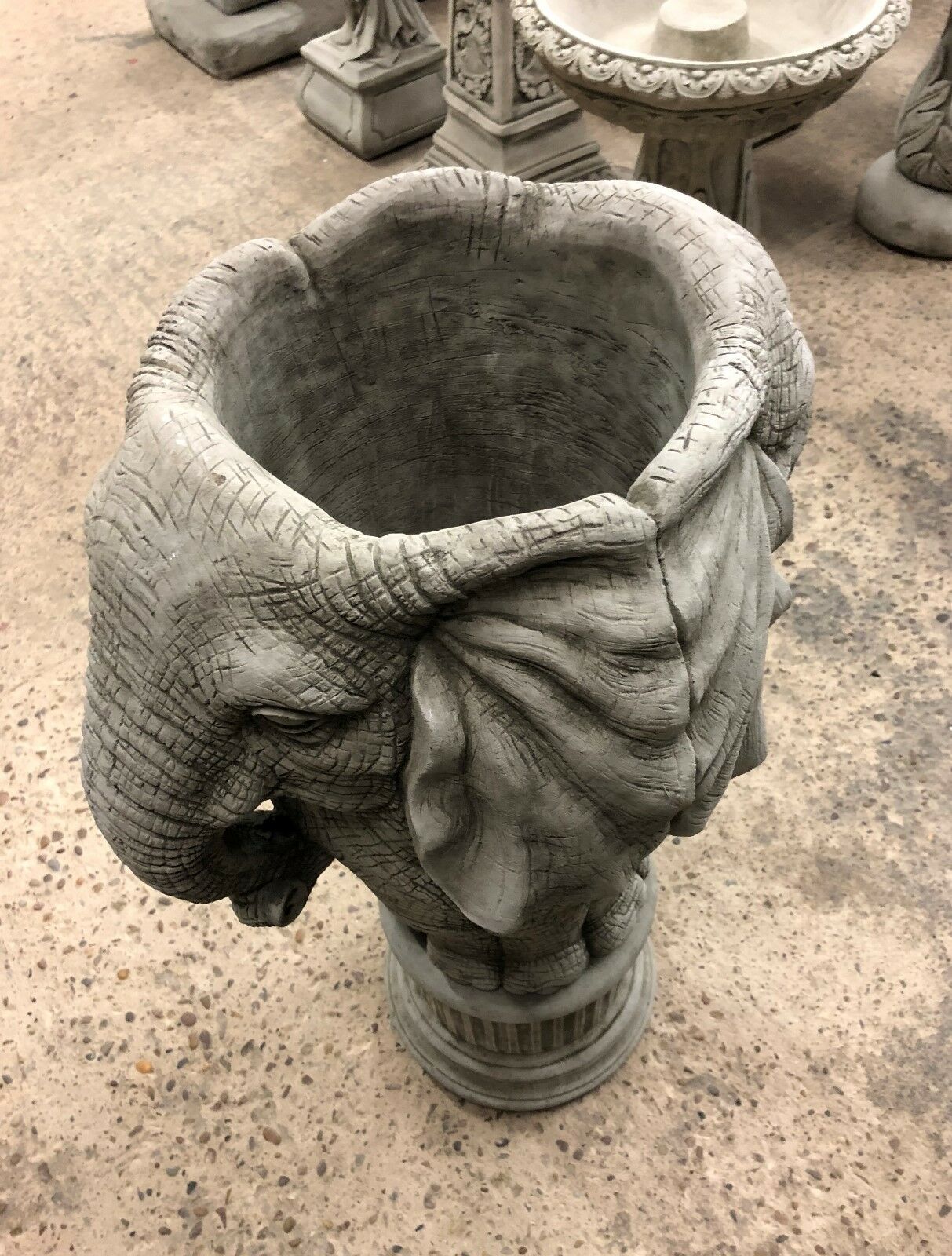 Pair of Stone Elephant Plinth Planters