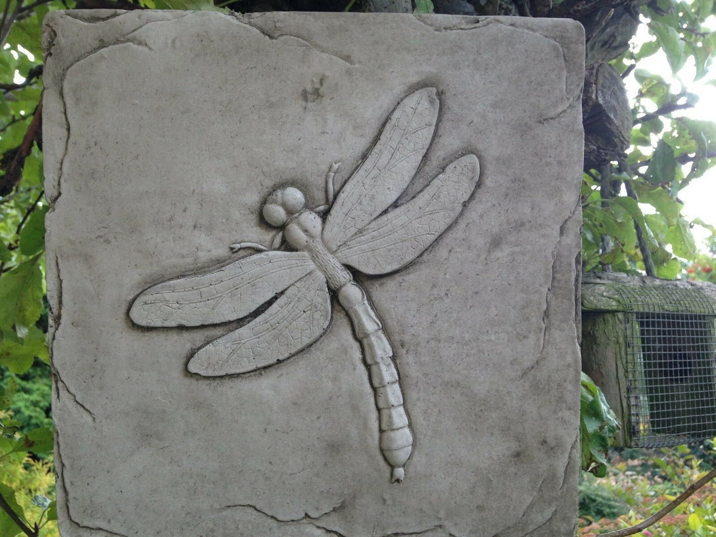 Square Stone Dragonfly Wall Plaque