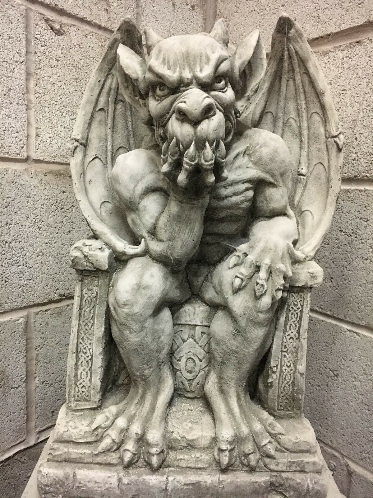 Stone King Gargoyle on Throne Statue
