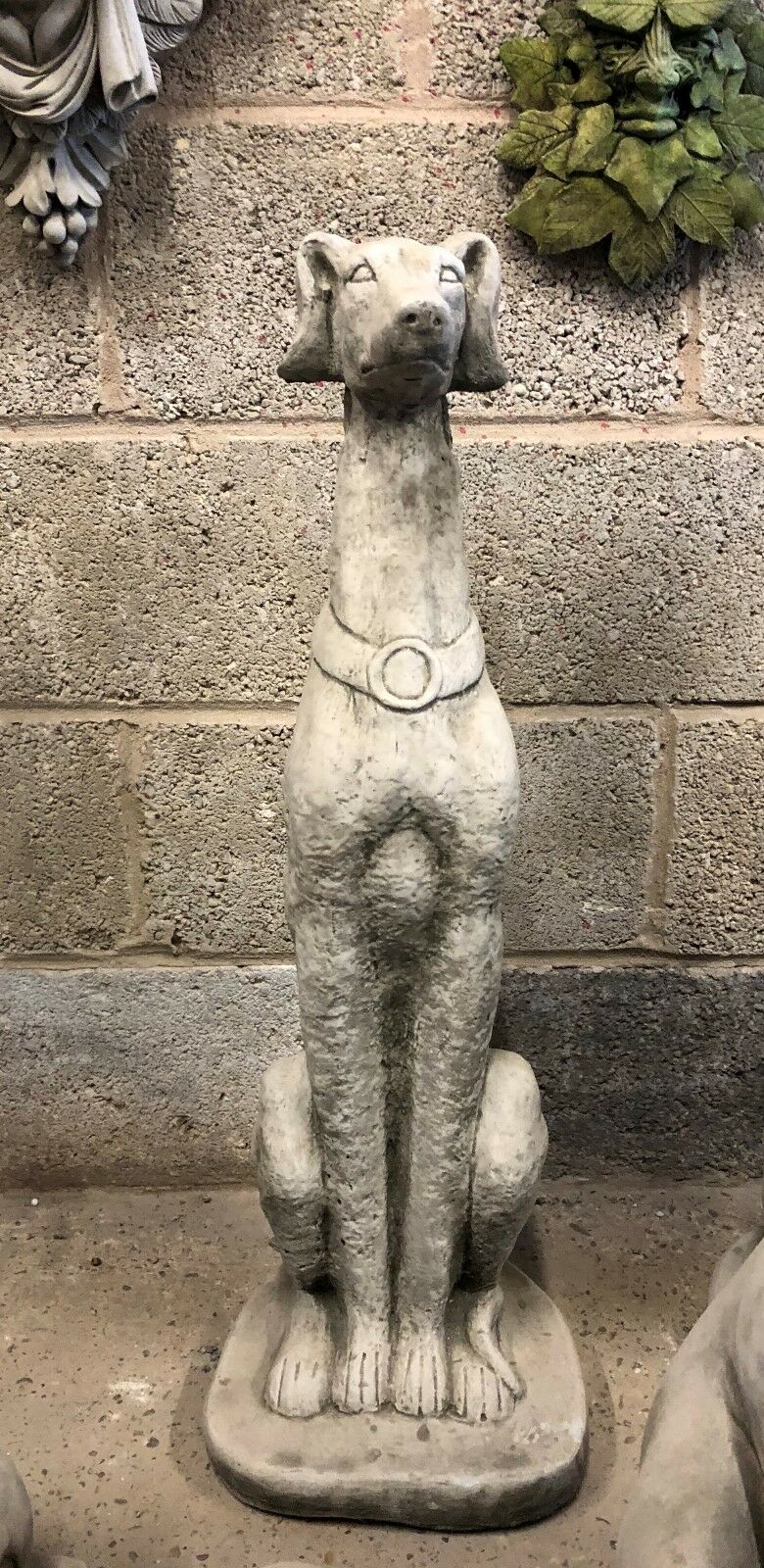 Stone Saluki Dog Garden Statues Pair