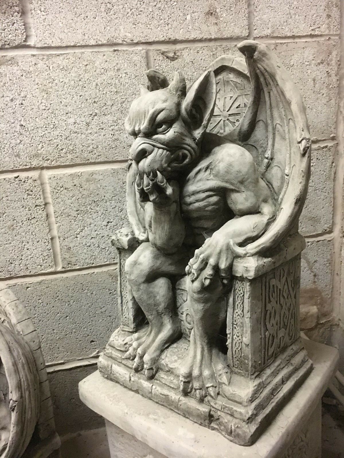 Stone King Gargoyle on Throne Statue
