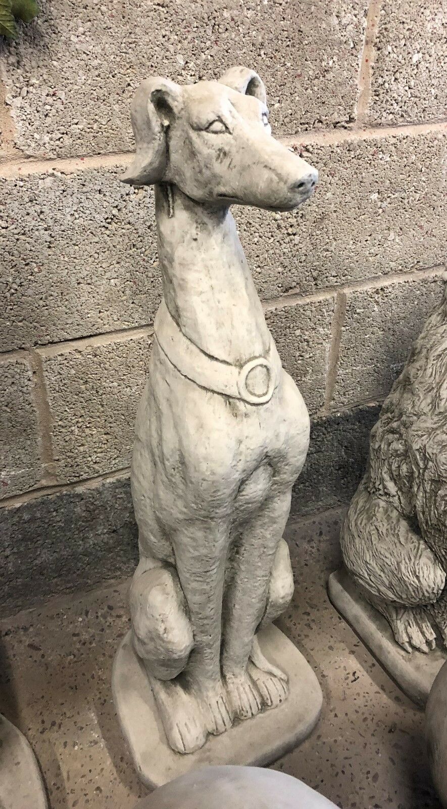 Stone Saluki Dog Garden Statues Pair