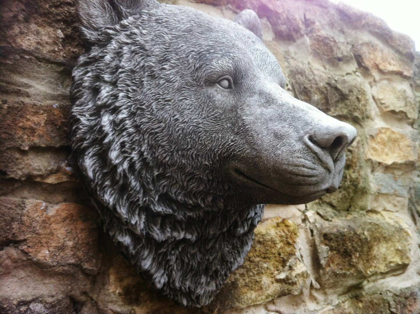 Stone Bear Head Wall Plaque