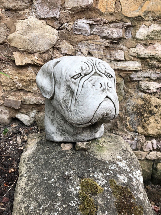 Stone Dogue De Bordeaux Finial