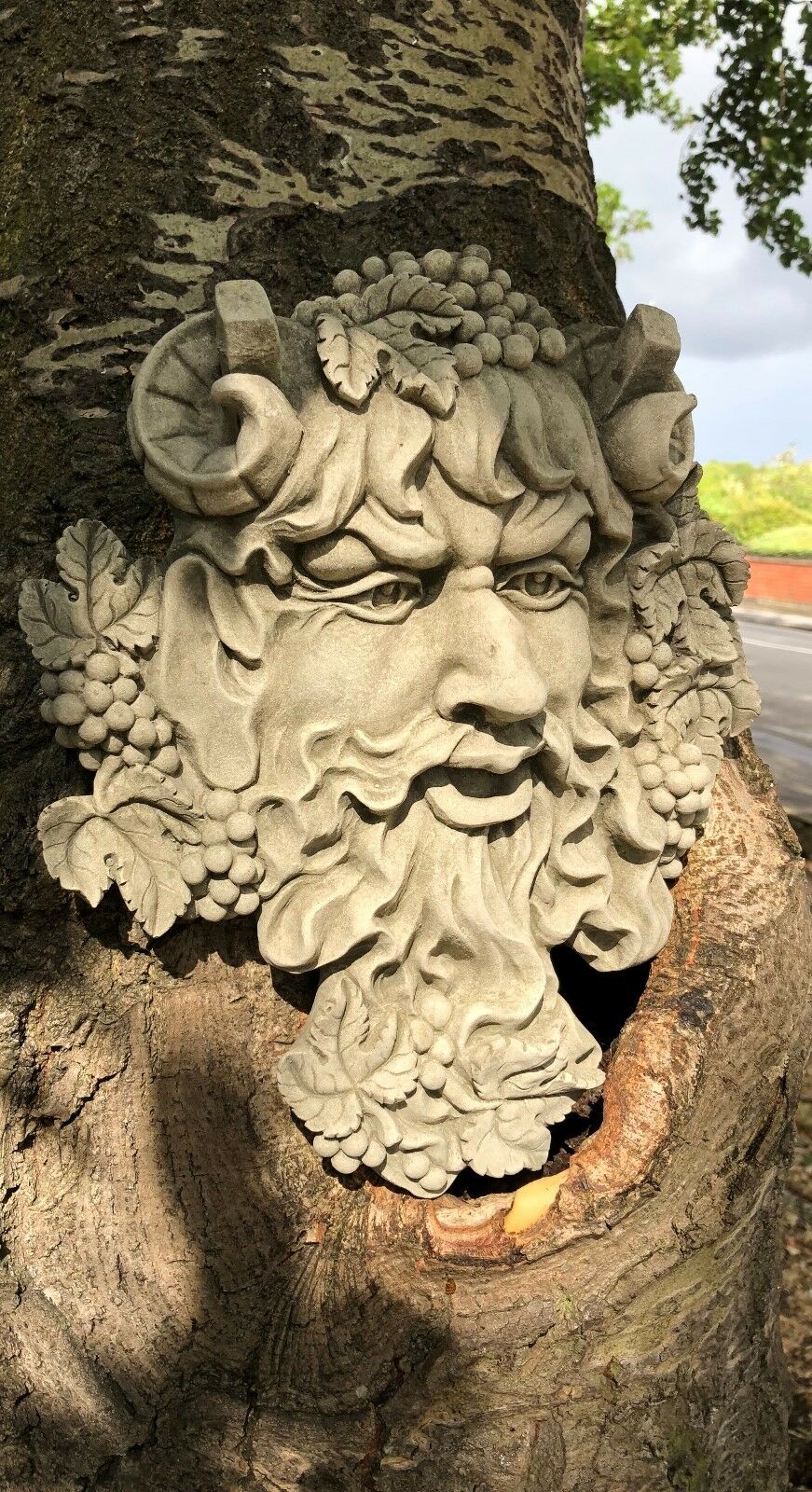 Stone Bacchus Face Wall Plaque