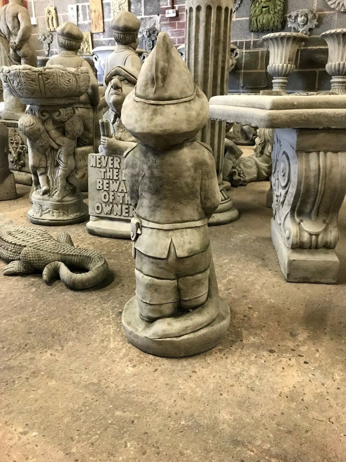 Stone Fireman with Hosepipe Ornament