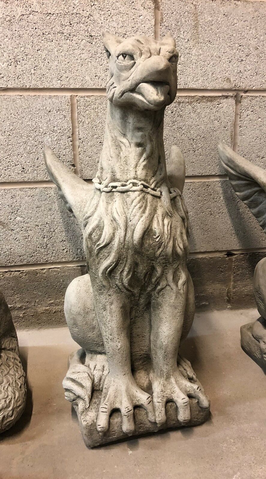 Pair of Large Stone Phoenix Statues