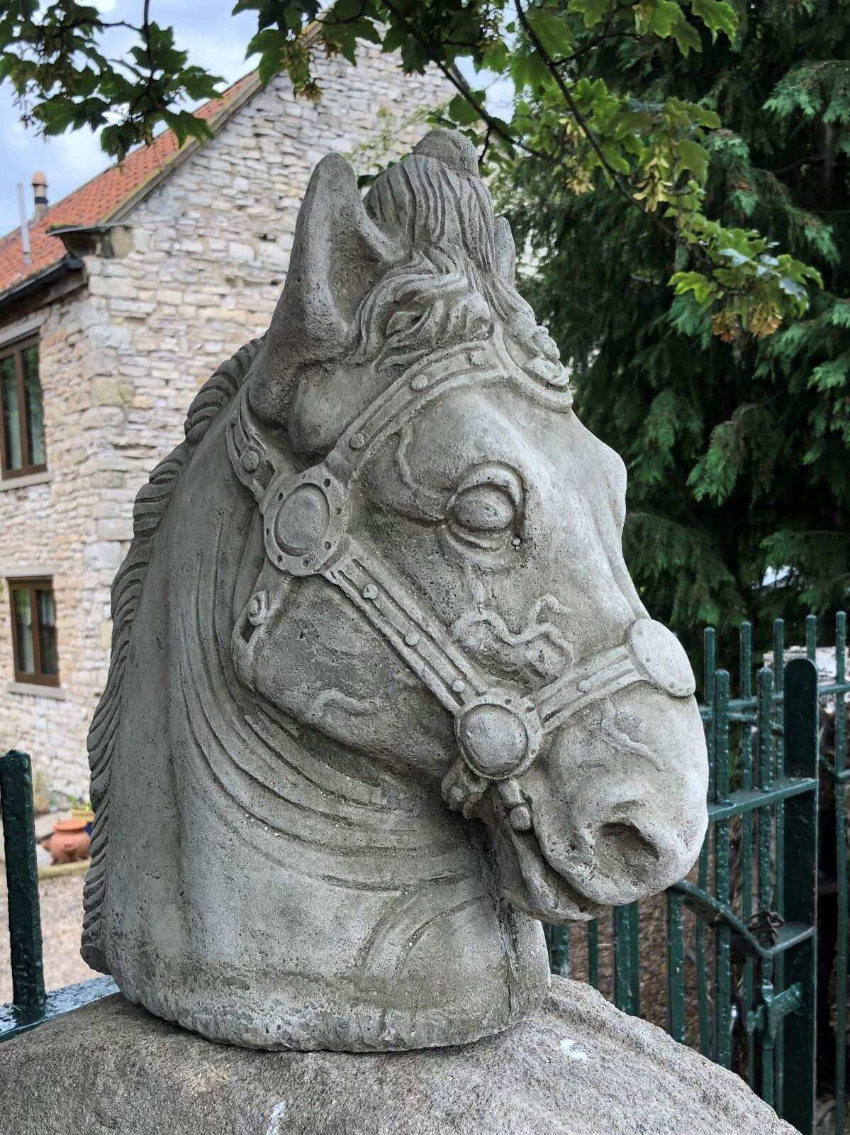 Stone Horse Head Finial