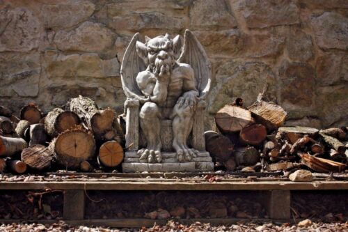 Stone King Gargoyle on Throne Statue