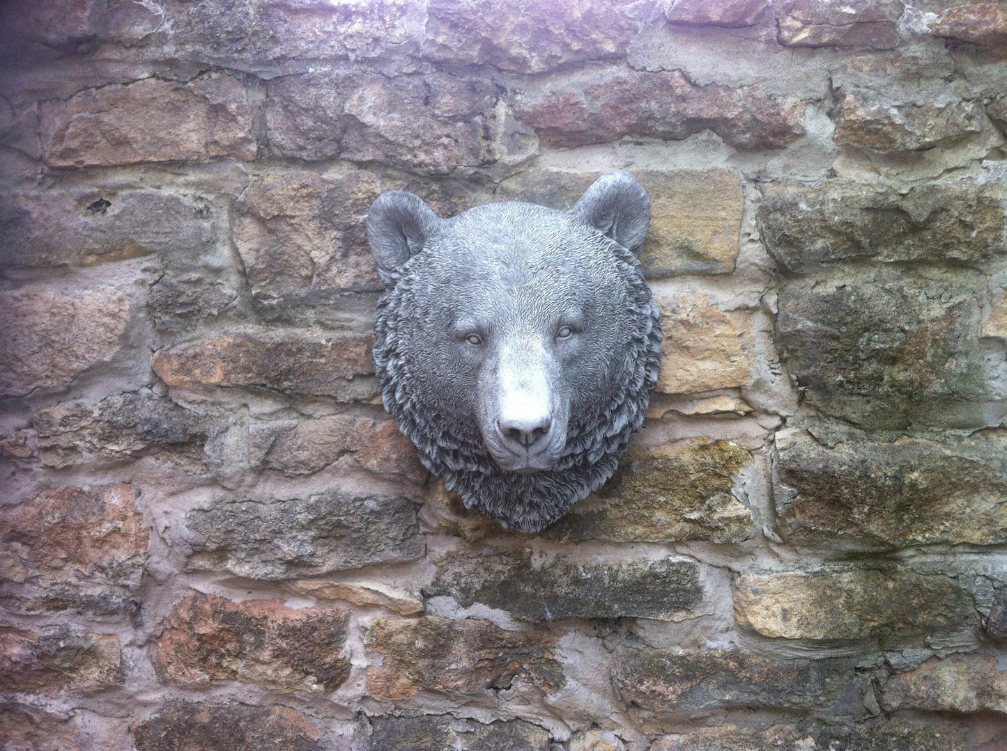 Stone Bear Head Wall Plaque