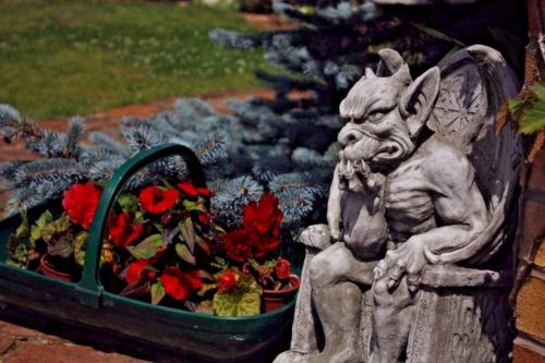 Stone King Gargoyle on Throne Statue