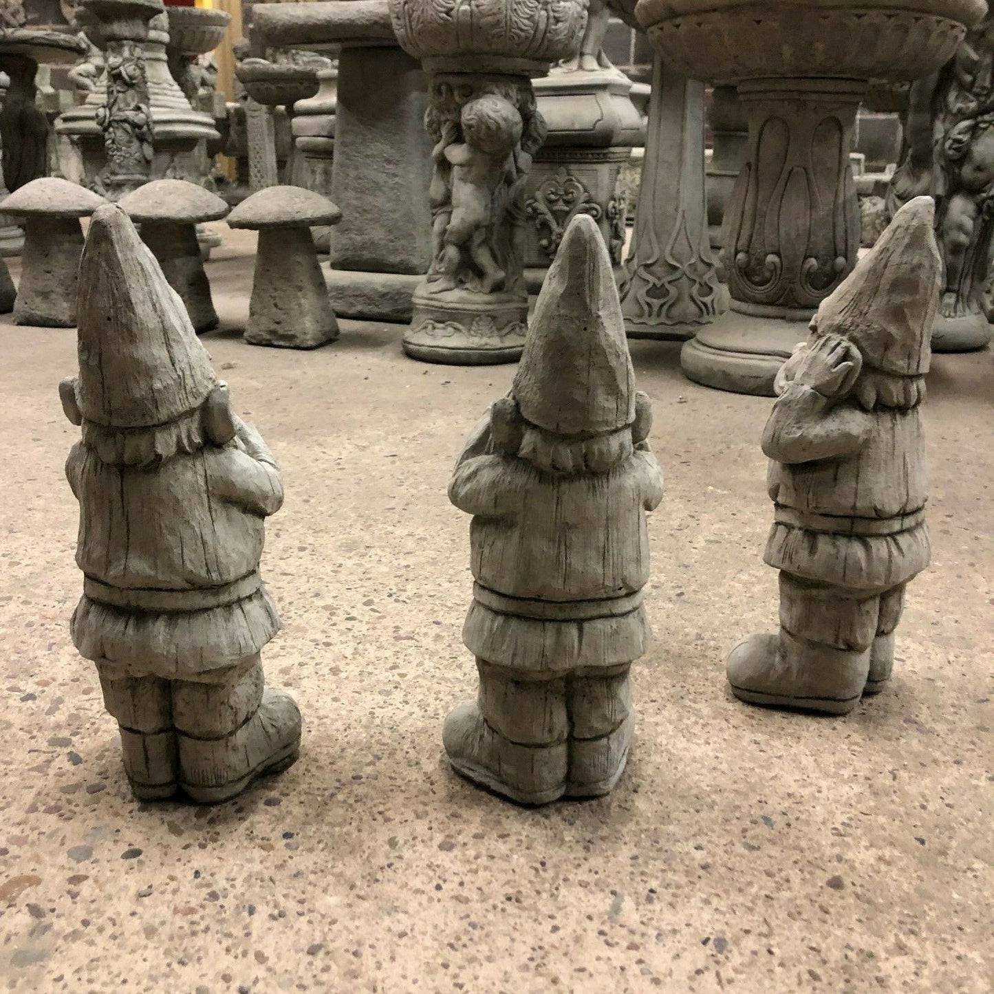 Set of 3 Stone Hear, See & Speak No Evil Gnome Ornaments
