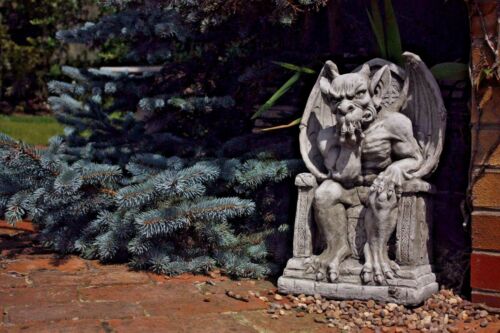 Stone King Gargoyle on Throne Statue