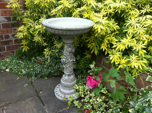 Stone Flower Petal Bird Bath