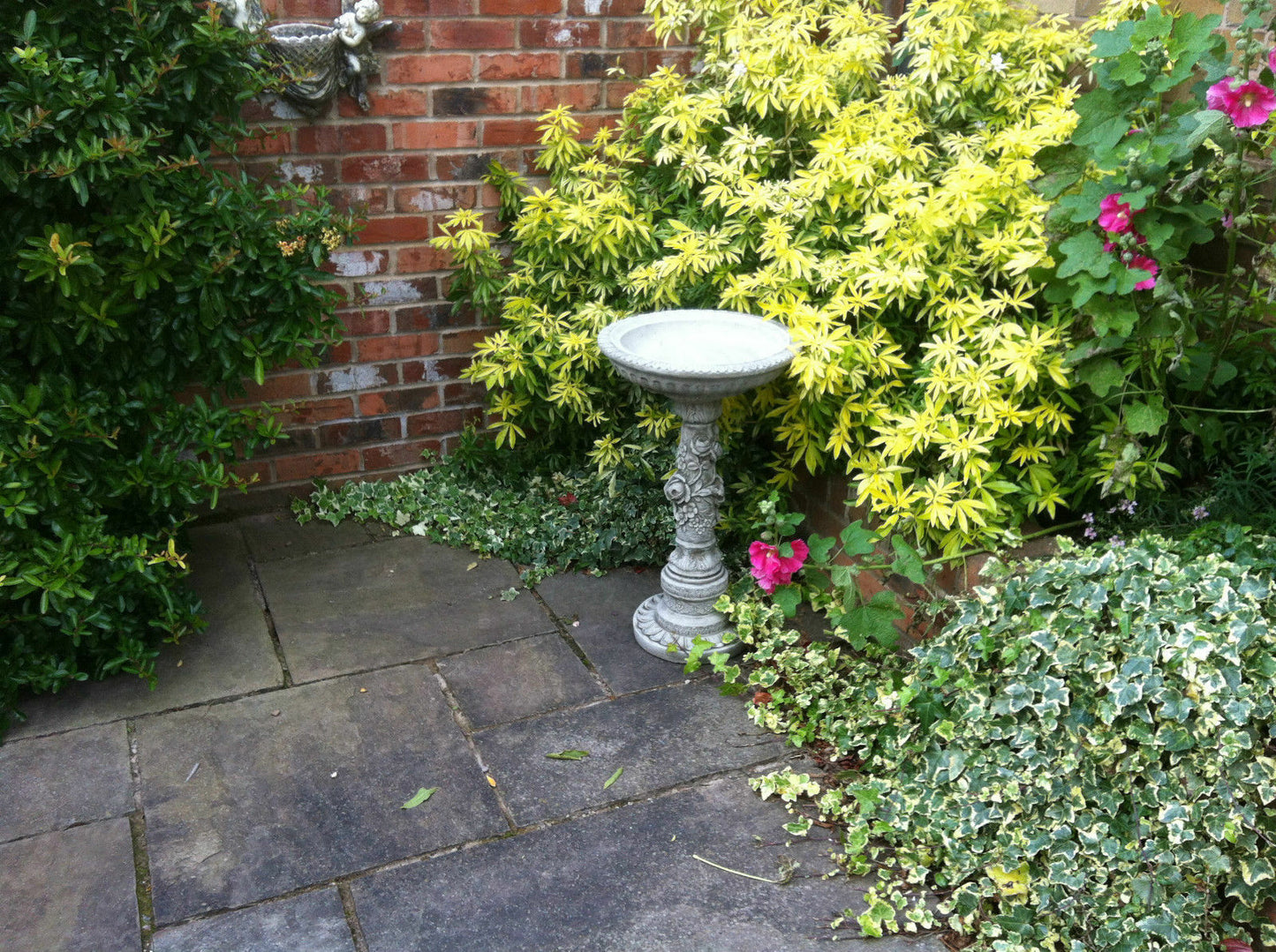 Stone Flower Petal Bird Bath
