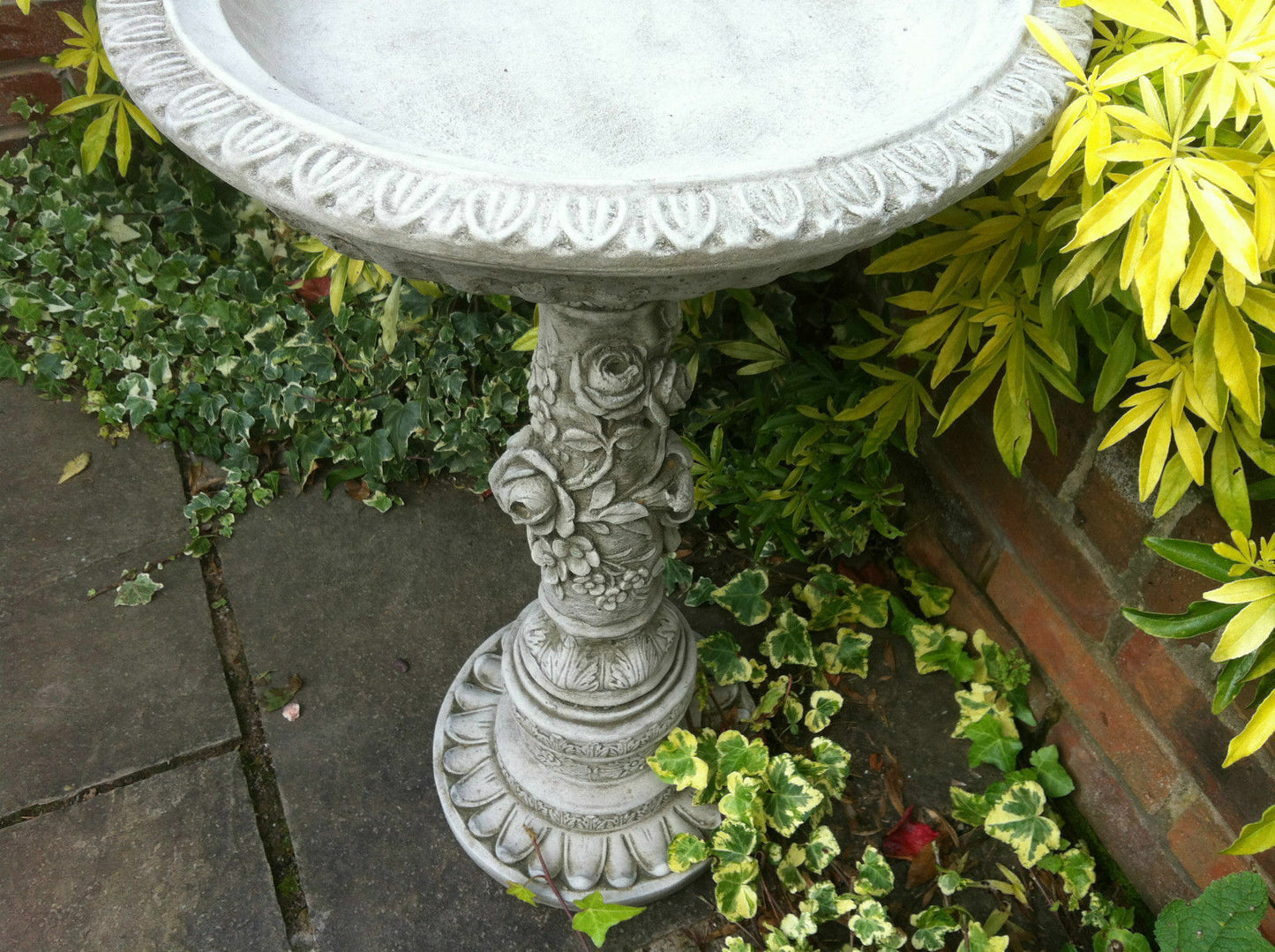 Stone Flower Petal Bird Bath