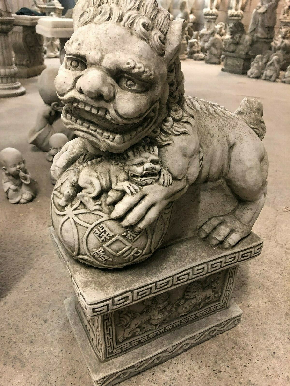 Pair of Stone Foo Dog Statues