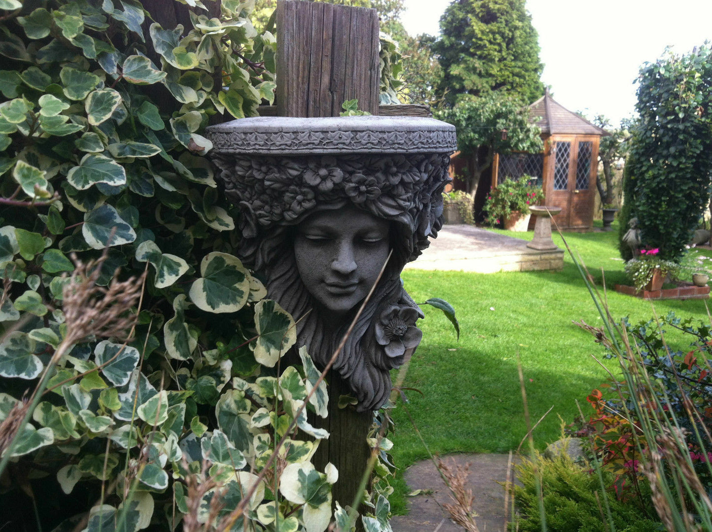 Stone Floral Lady Wall Shelf/Plaque