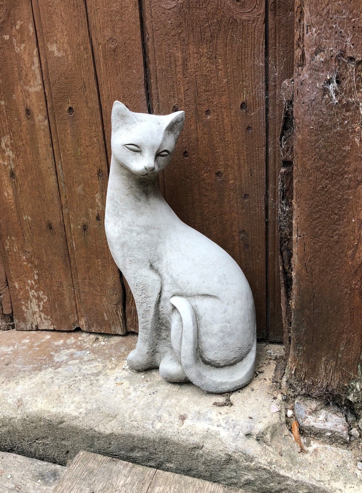 Set of 2 Stone Siamese Cat Ornaments