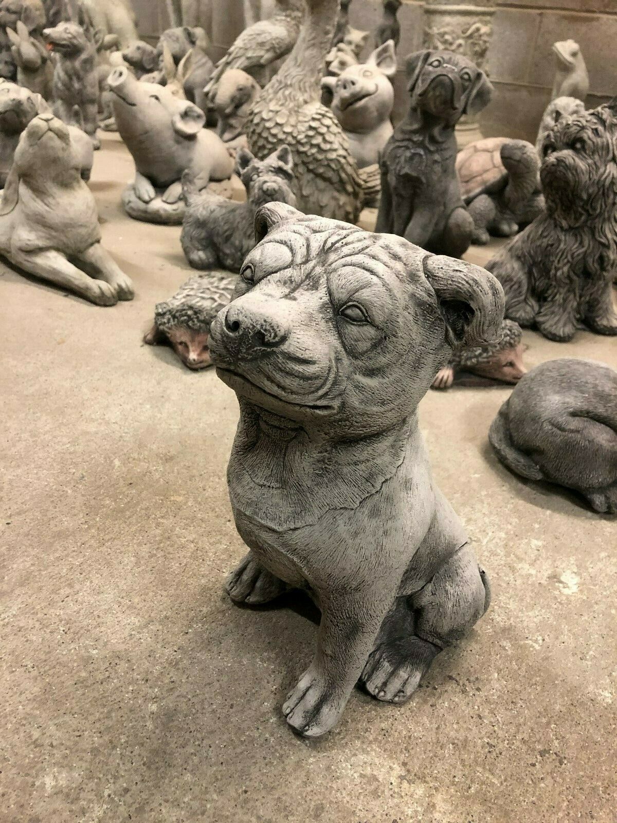 Stone Staffordshire Bull Terrier Dog Statue