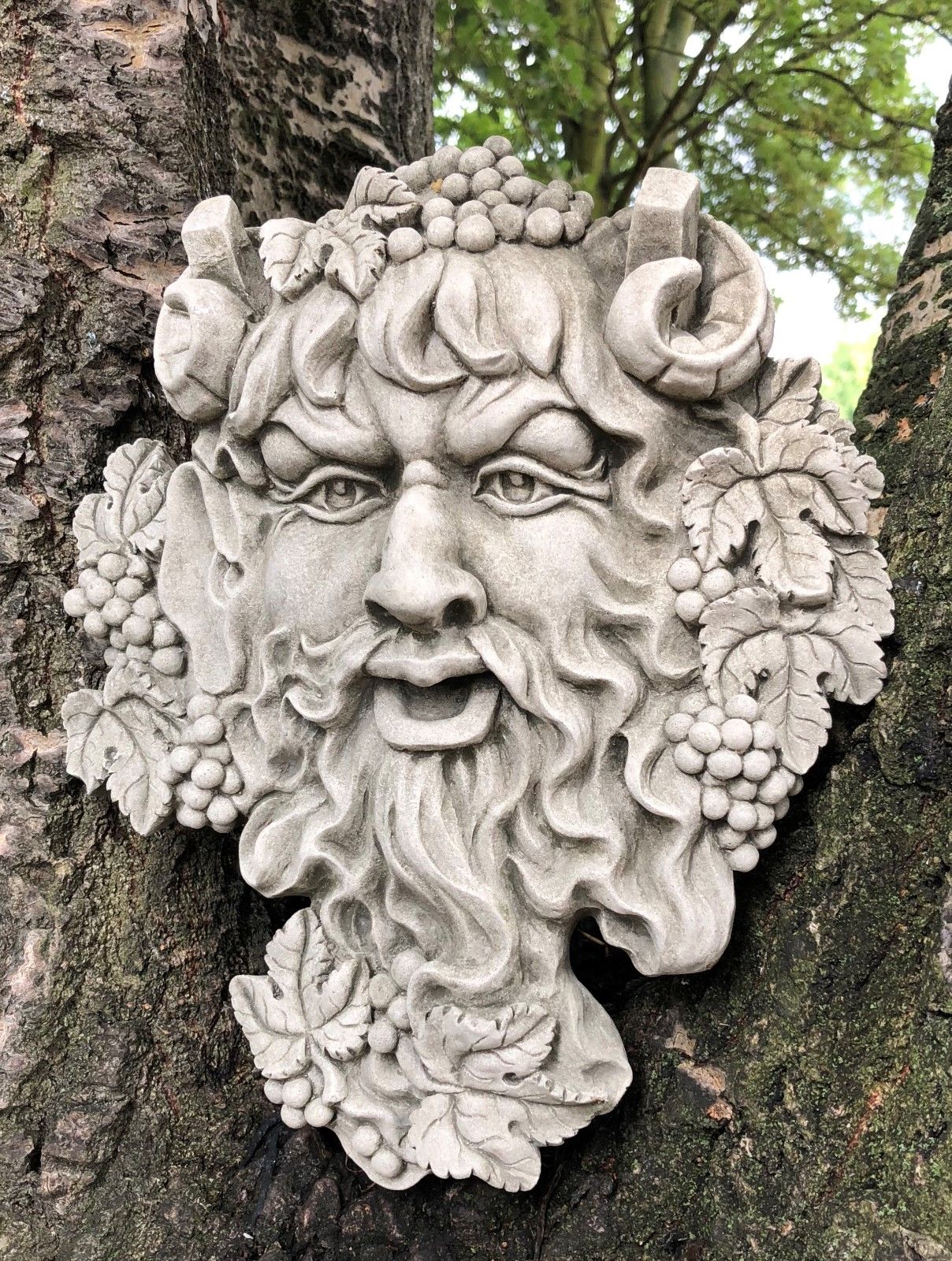 Stone Bacchus Face Wall Plaque