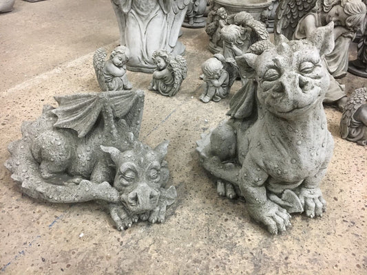 Pair of Stone Baby Dragon Ornaments
