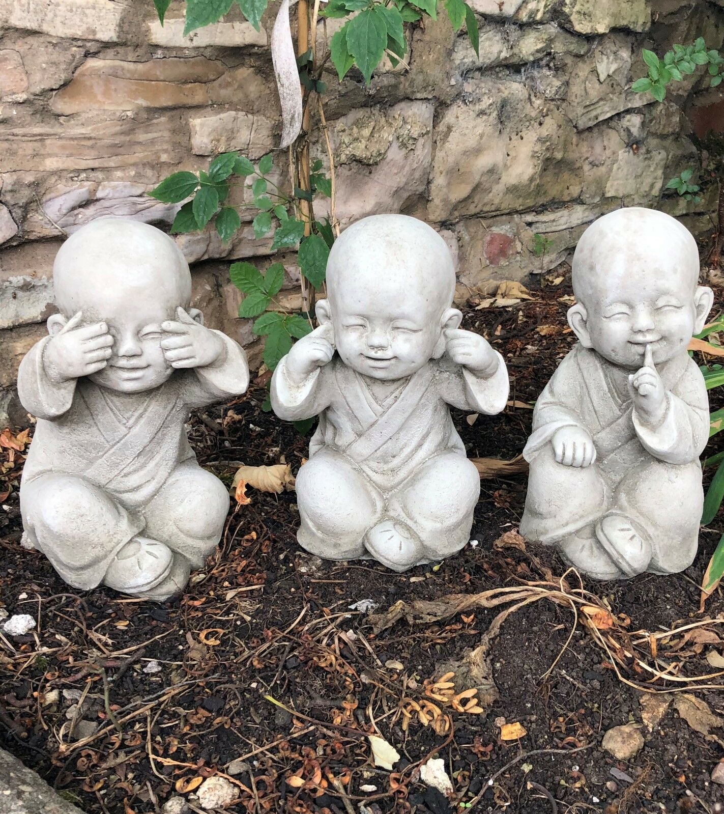 Baby Monk Garden Ornaments - See, Hear, Speak No Evil Set