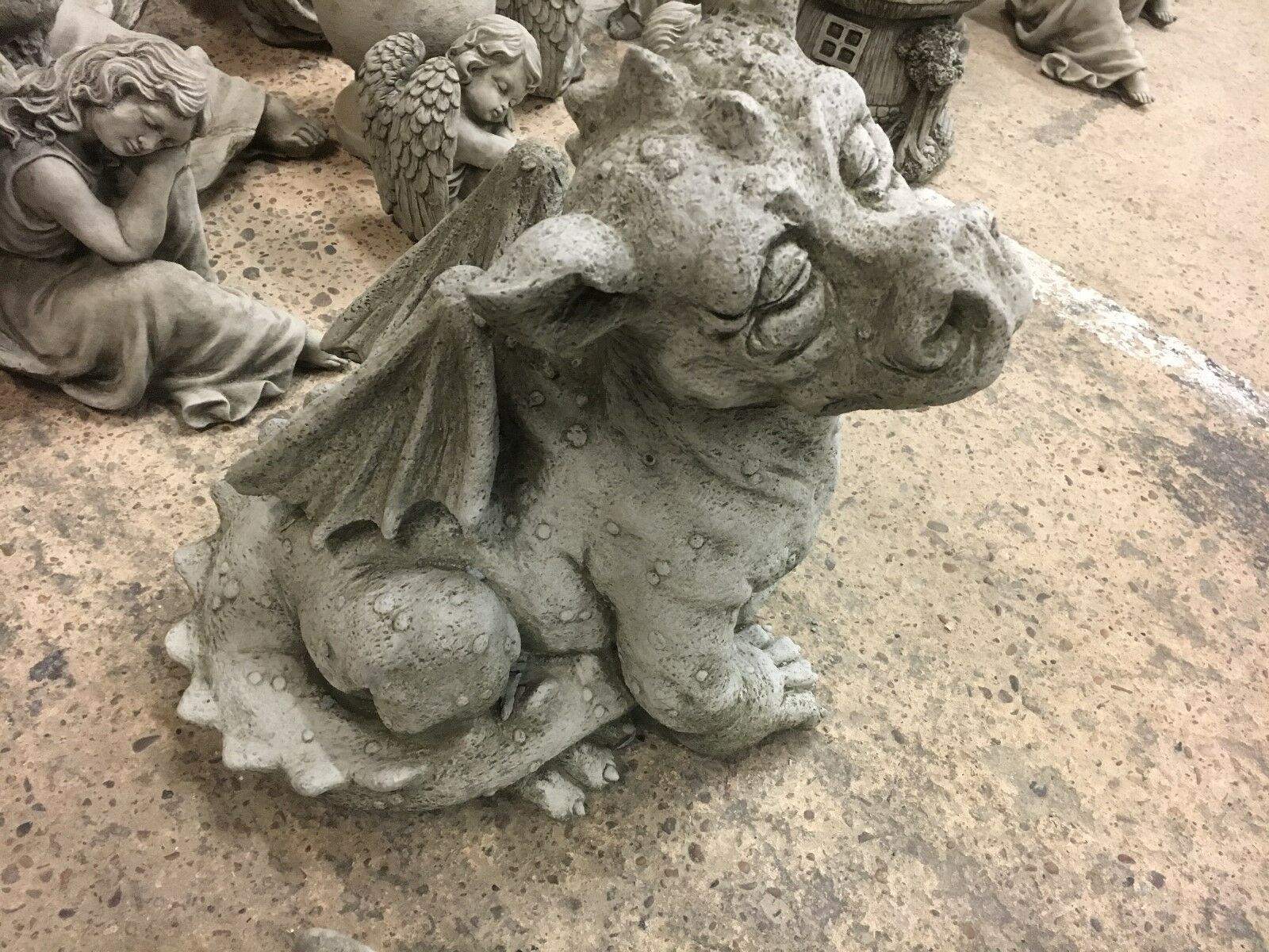 Pair of Stone Baby Dragon Ornaments