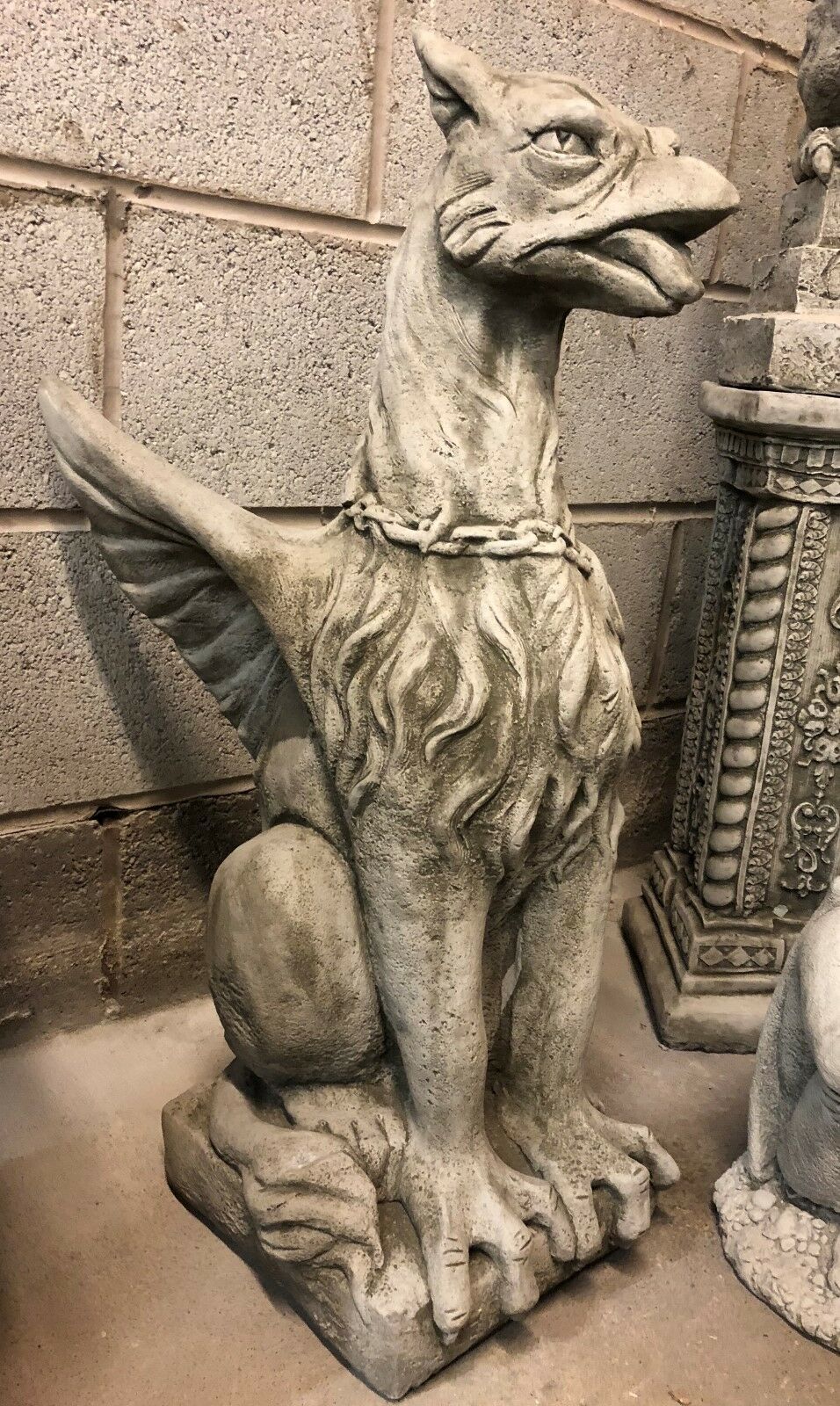 Pair of Large Stone Phoenix Statues
