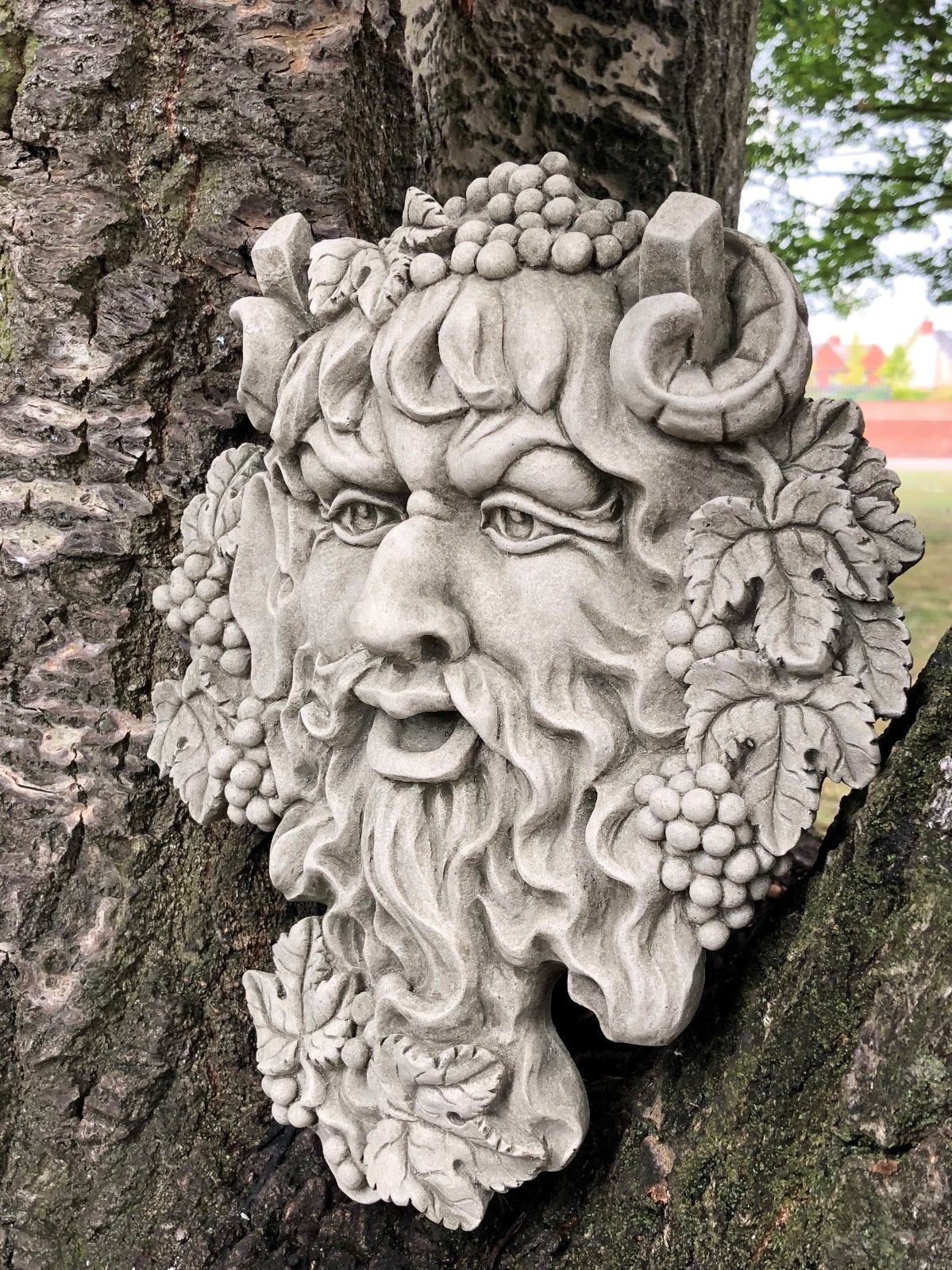 Stone Bacchus Face Wall Plaque