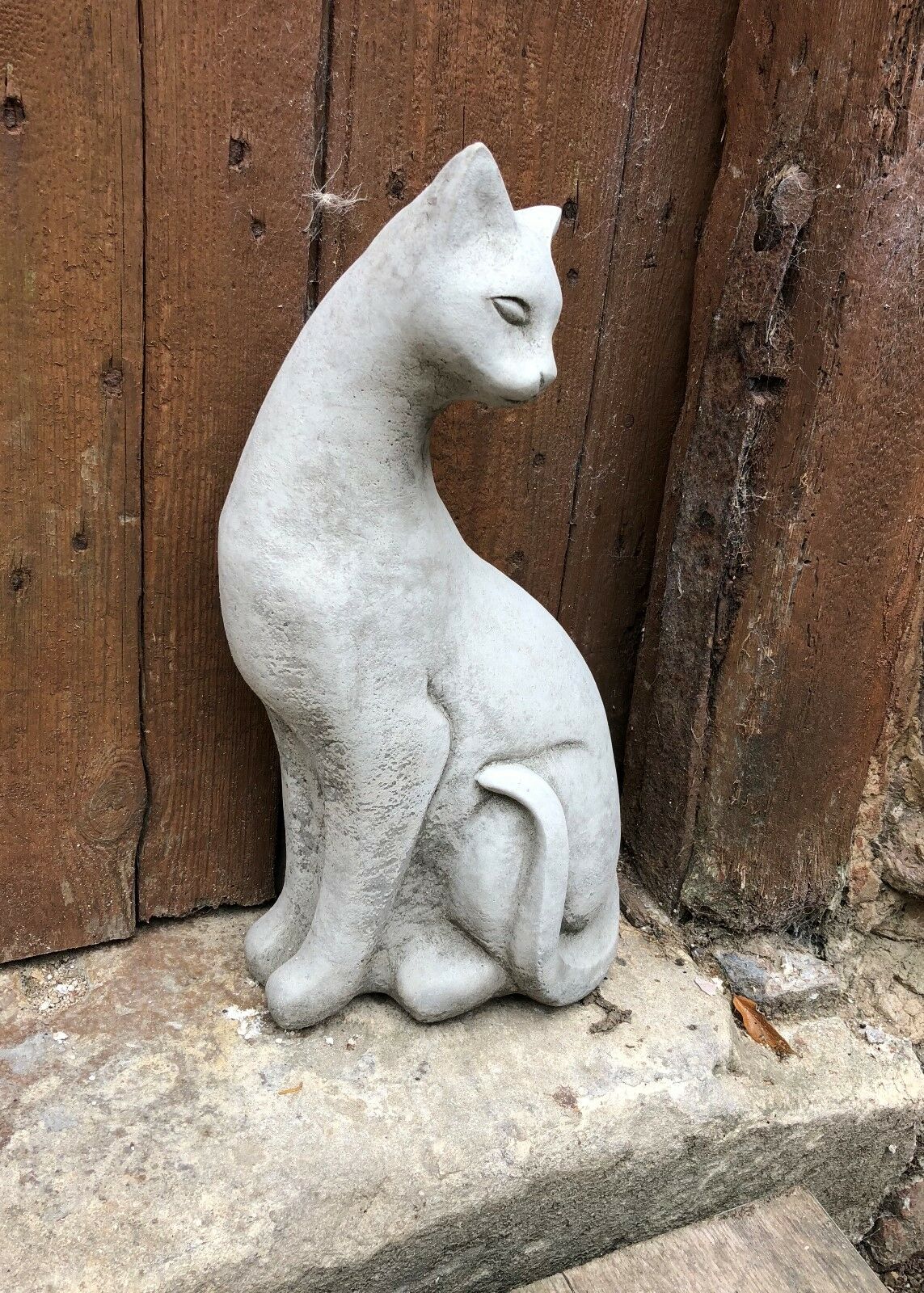 Set of 2 Stone Siamese Cat Ornaments