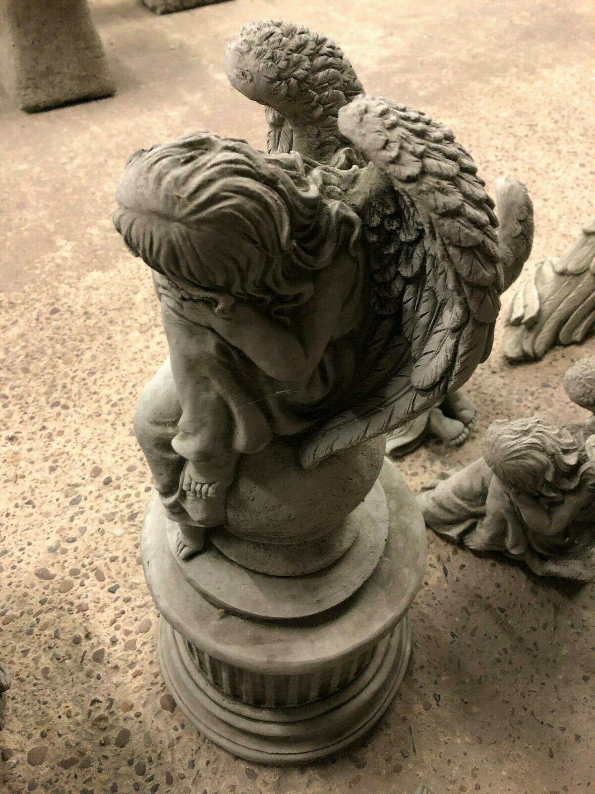 Stone Angel on Ball Plinth Statue