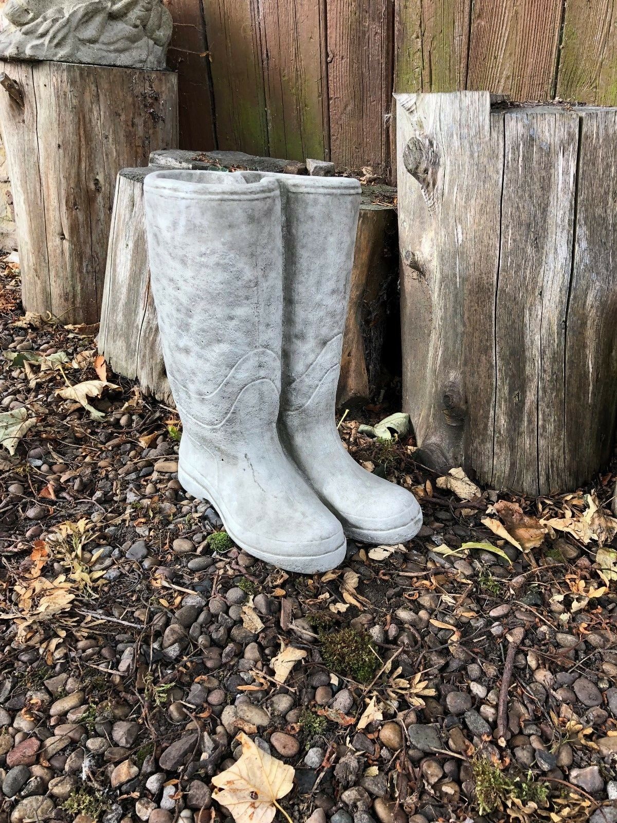 Stone Wellington Garden Planter Boots
