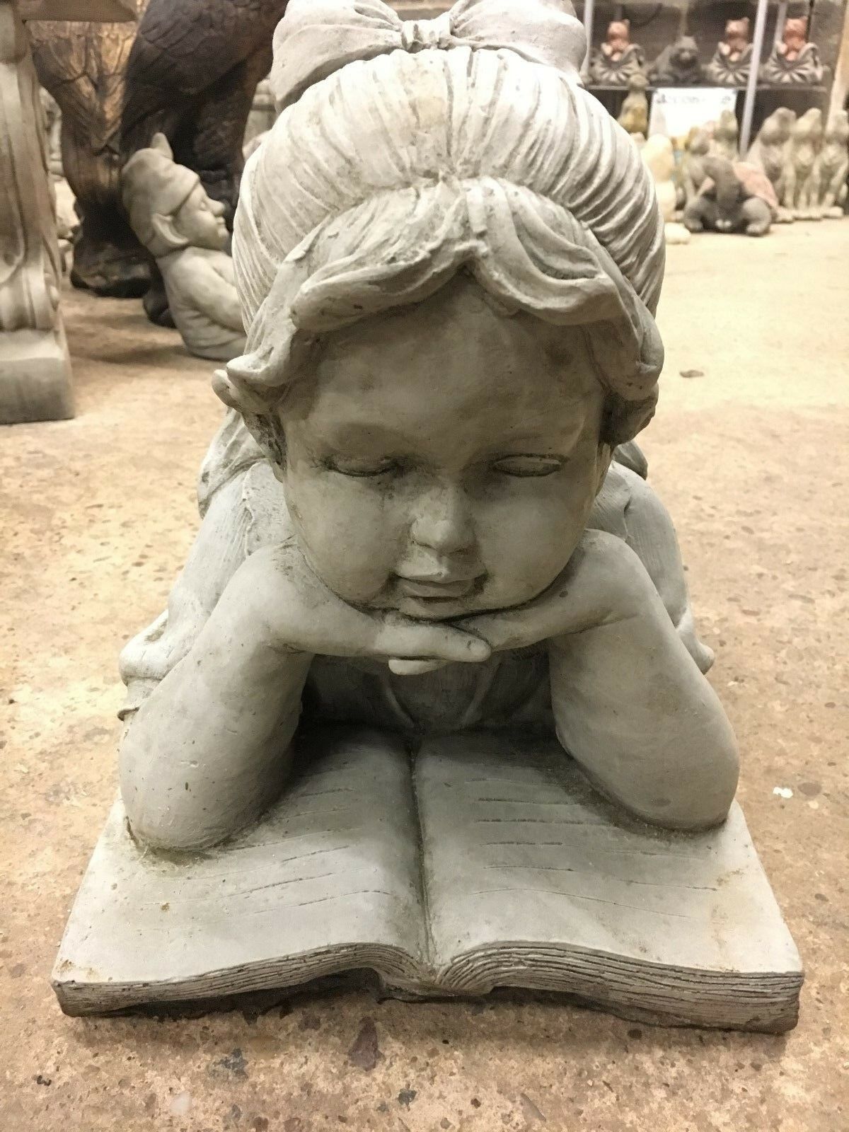 Stone Reading Boy & Girl Garden Statues