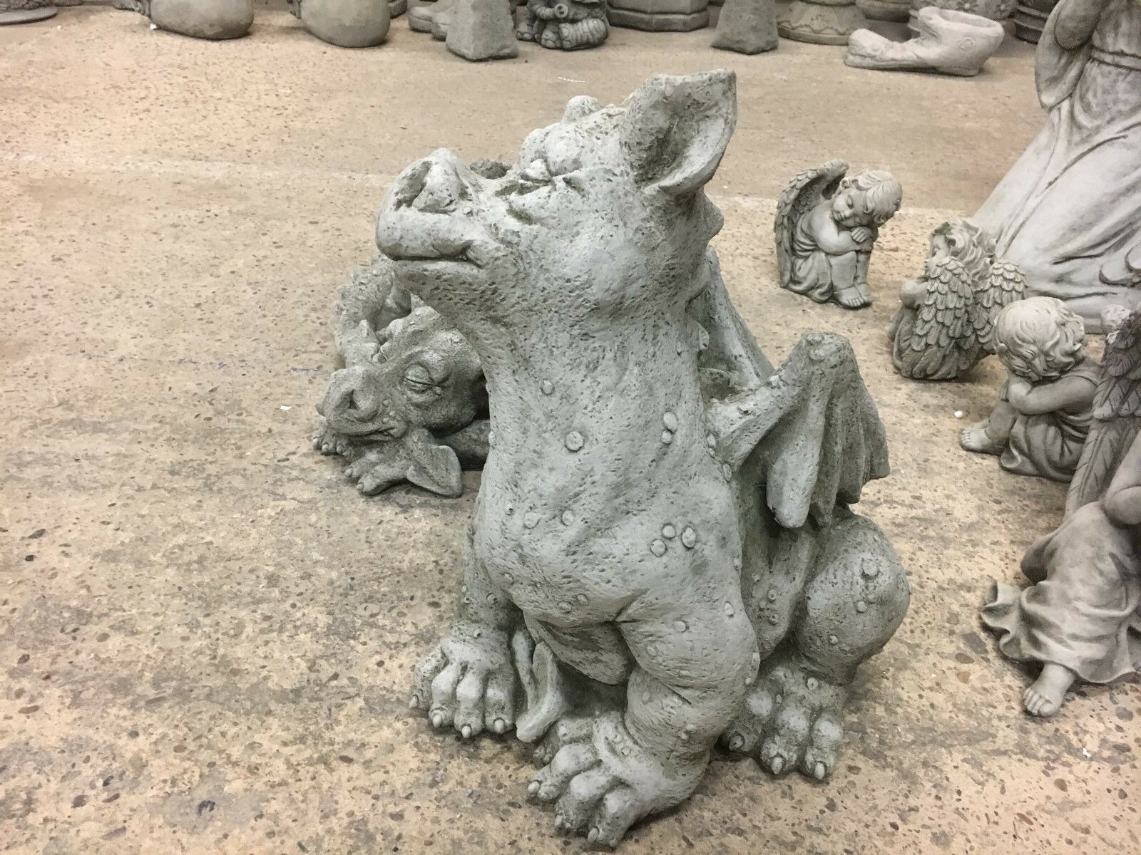 Pair of Stone Baby Dragon Ornaments