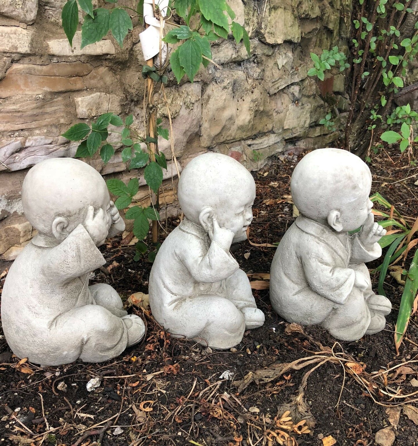 Baby Monk Garden Ornaments - See, Hear, Speak No Evil Set