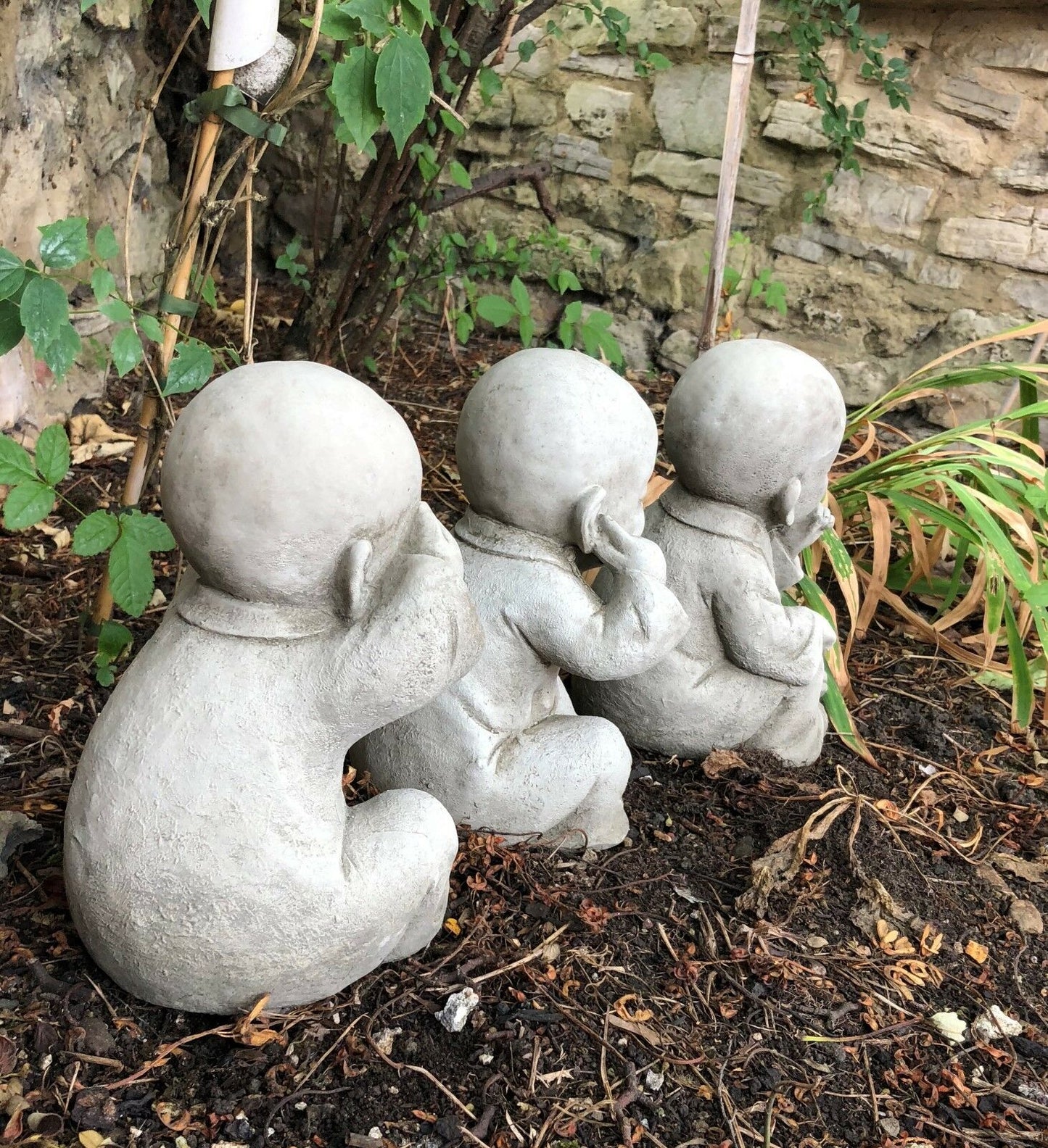 Baby Monk Garden Ornaments - See, Hear, Speak No Evil Set