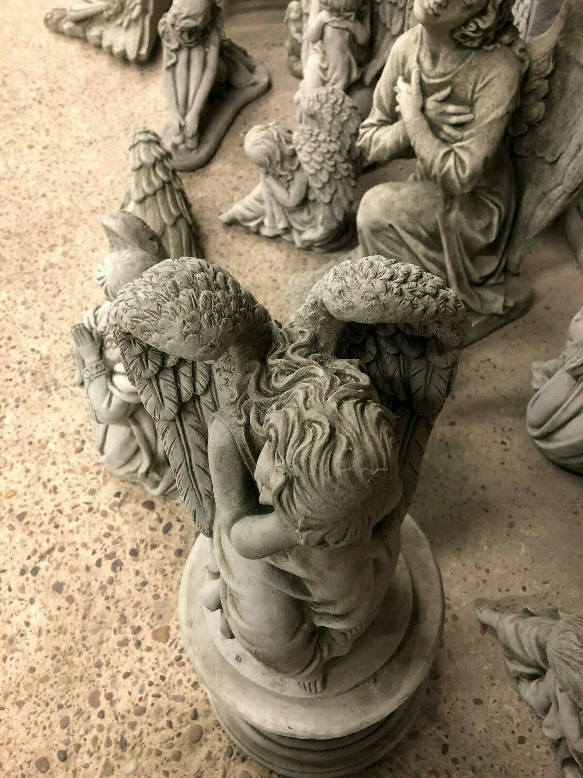 Stone Angel on Ball Plinth Statue