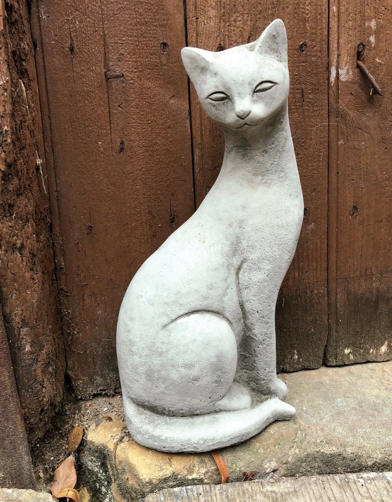 Set of 2 Stone Siamese Cat Ornaments