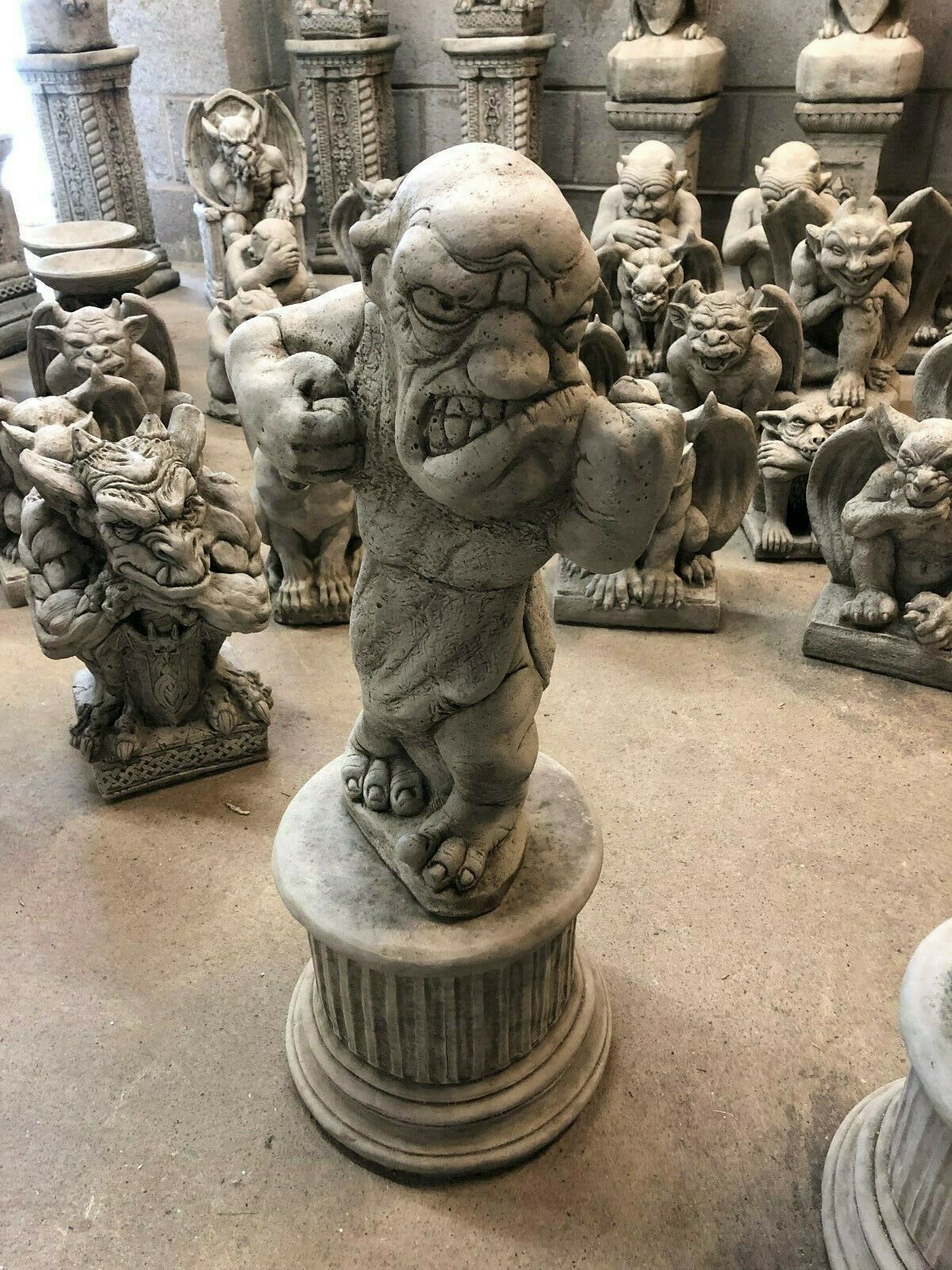 Pair of Stone Bare Knuckle Boxer Plinth Statues
