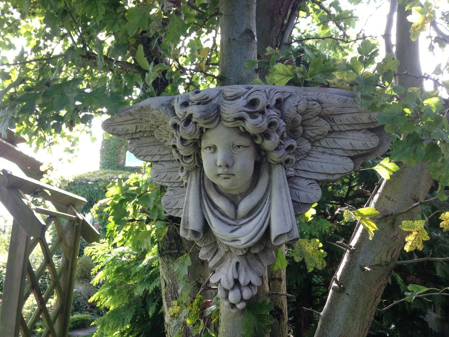 Stone Winged Cherub Wall Shelf/Plaque