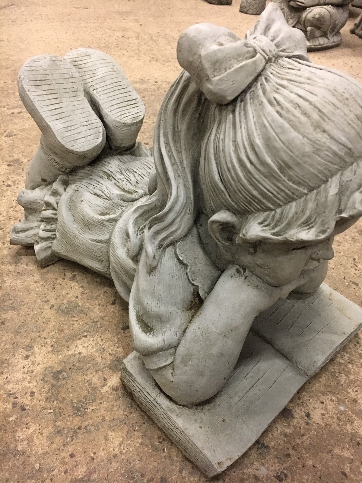 Stone Reading Boy & Girl Garden Statues