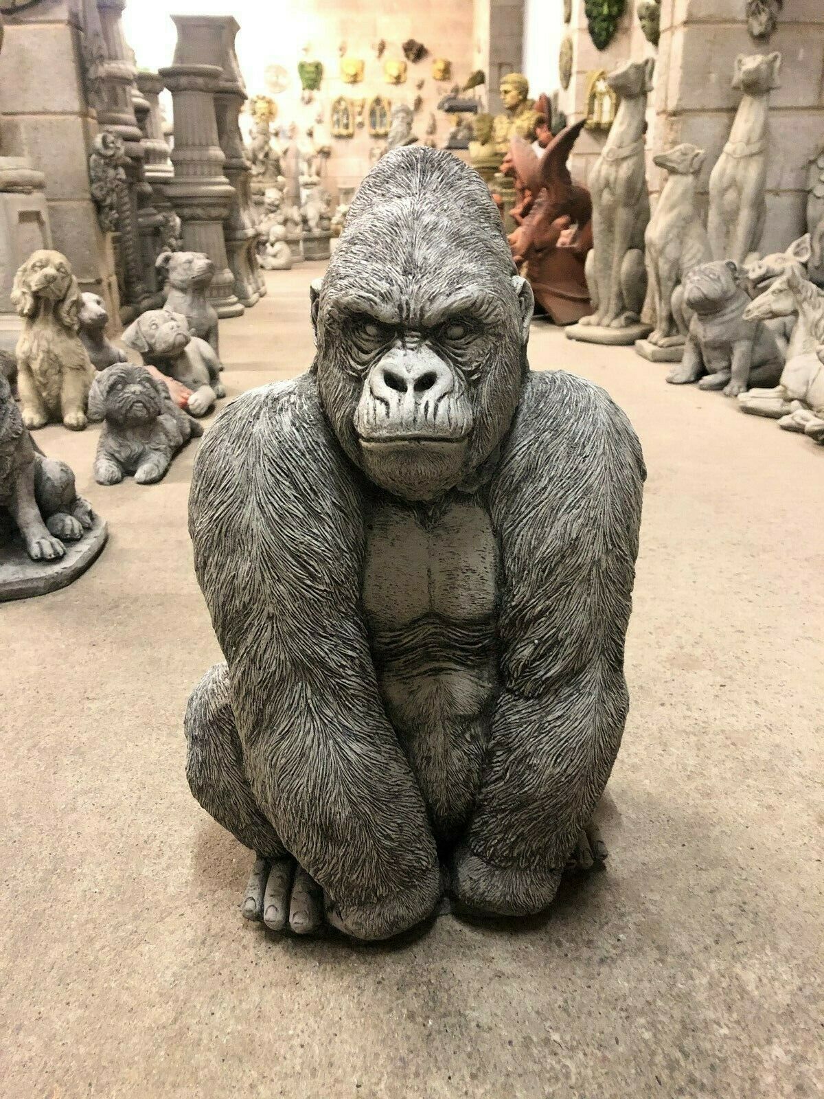 Stone Silverback Gorilla Ornament