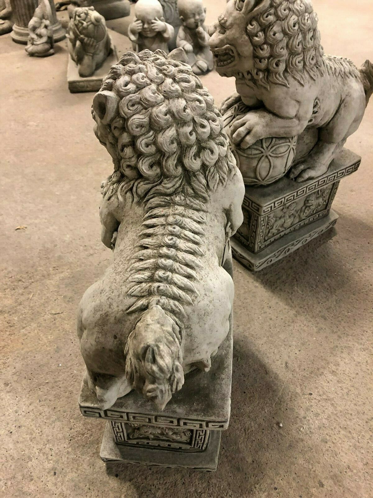 Pair of Stone Foo Dog Statues