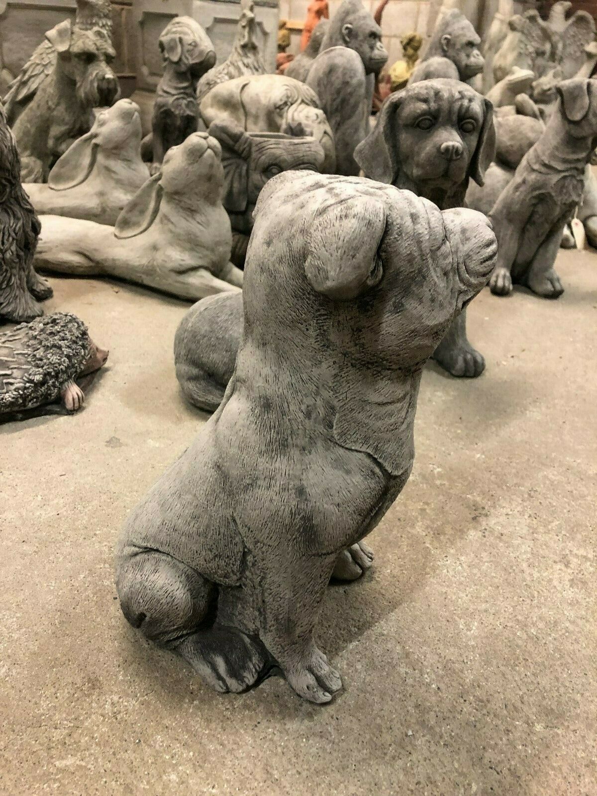 Stone Staffordshire Bull Terrier Dog Statue