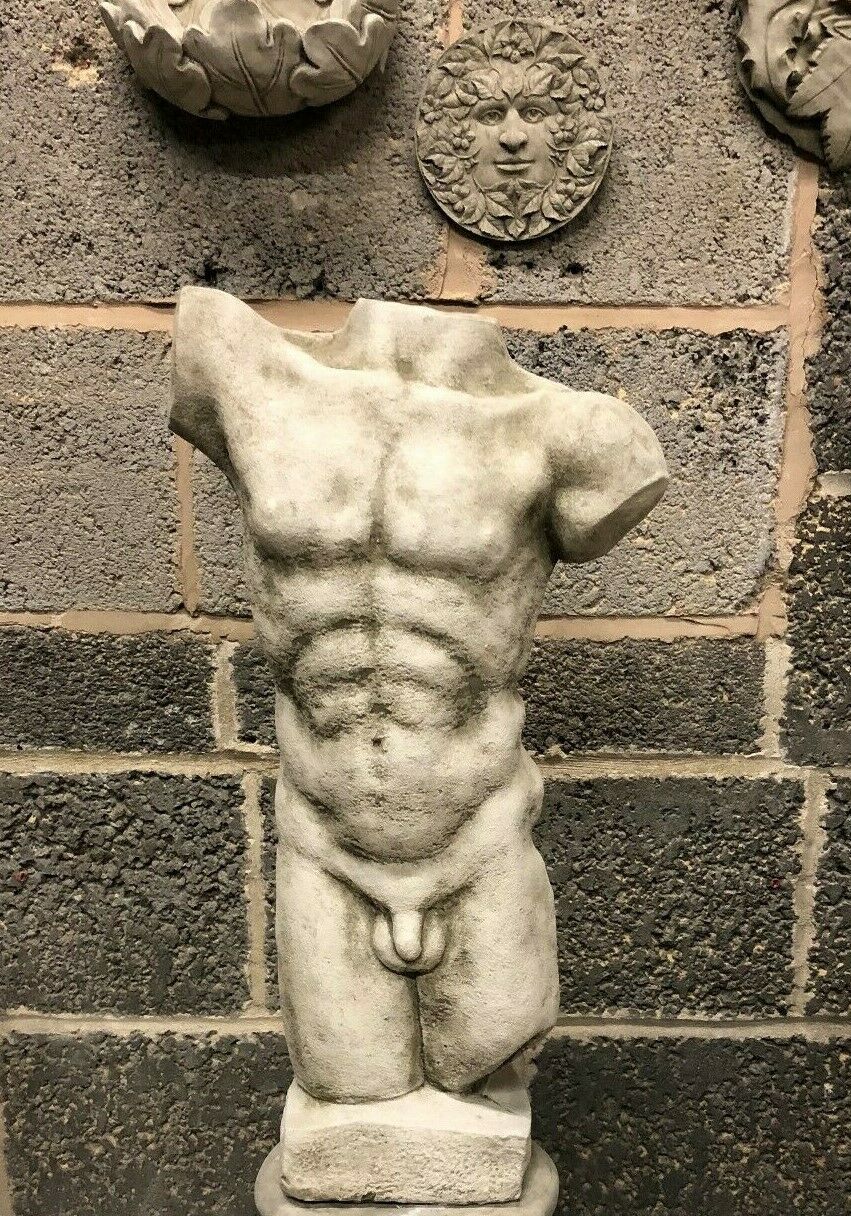 Stone Male Torso Garden Ornament Statue