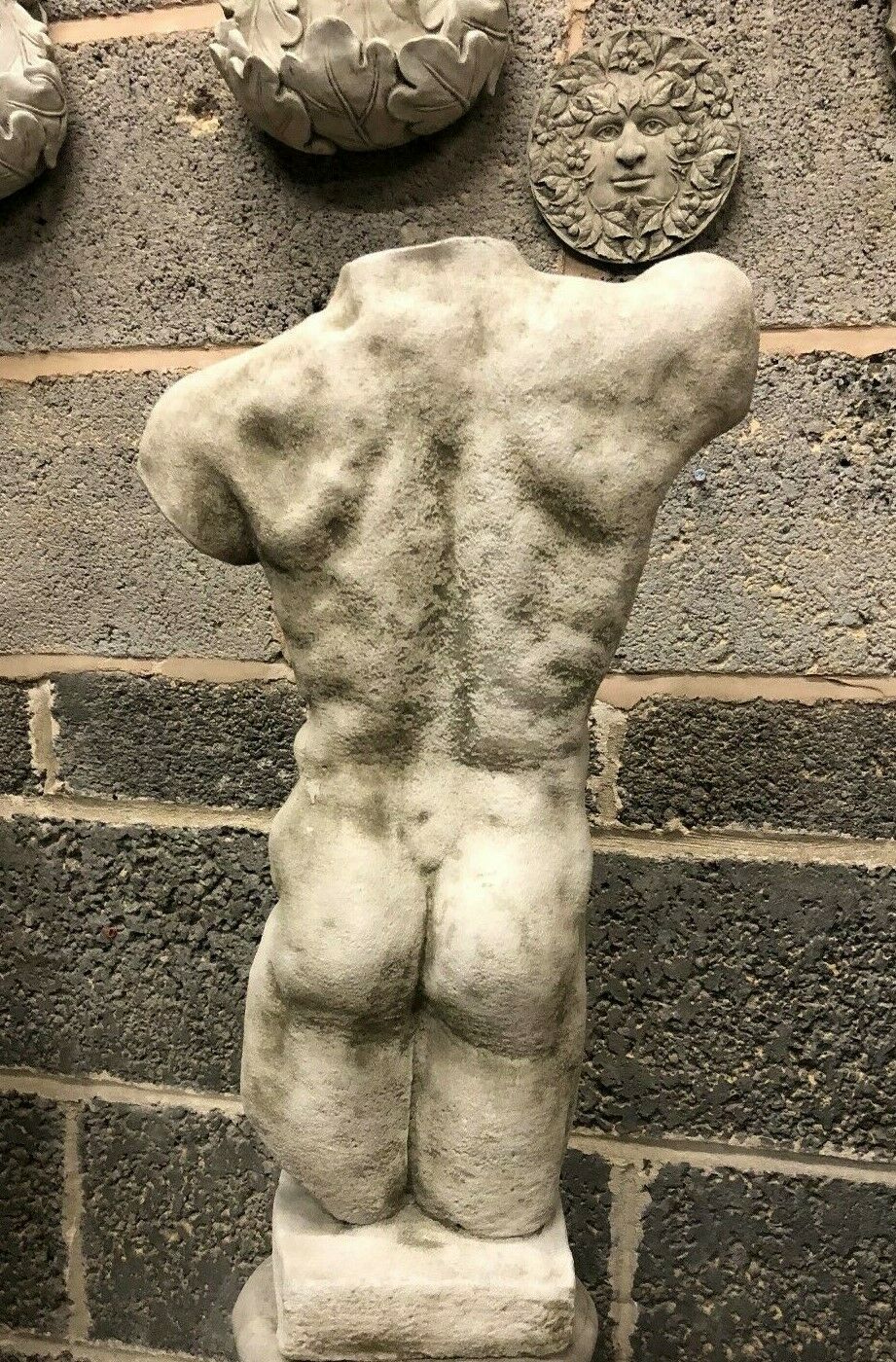 Stunning Stone Nude Male Torso Garden Ornament
