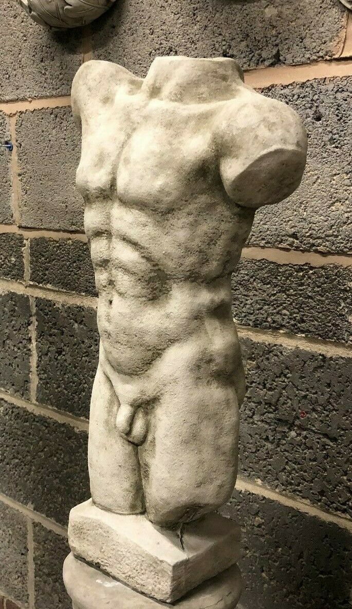 Stunning Stone Nude Male Torso Garden Ornament